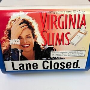Vintage Virginia Slims Lane Closed Grocery Register Sign Weighted Tobacco Promo